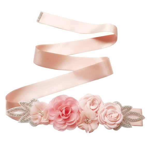 NUZYZ Wedding Belt Wear Resistant Fabric Rose Flower Wedding Dress Sash for Women