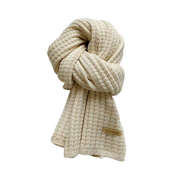NUZYZ Winter Scarf Solid Color Thickened Warm Knitting Scarf Men Women Long Neck Wrap Garment Clothing Accessories,Beige