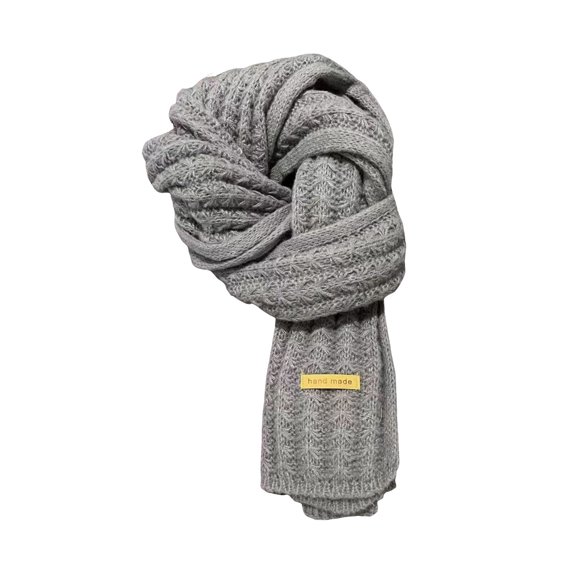 NUZYZ Winter Scarf Solid Color Thickened Warm Knitting Scarf Men Women Long Neck Wrap Garment Clothing Accessories,Grey