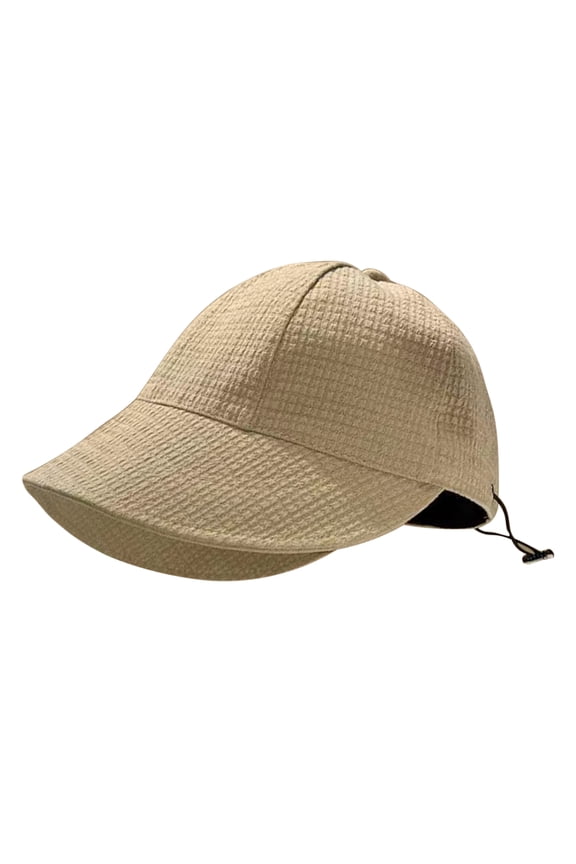 Women Baseball Hat Large Brim Face Protection Adjustable Drawstring Anti-UV Block Sunlight Foldable Solid Color Gardening Travel Sun Cap