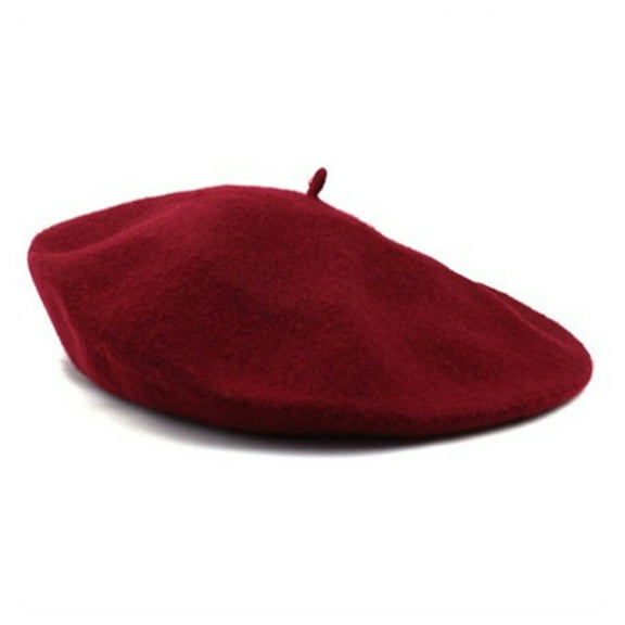 NUZYZ Women Beret Hat Solid Color Elastic Warm Soft Painter Hat Autumn Winter Travel Daily Wear Fashion Accessory ,Wine Red