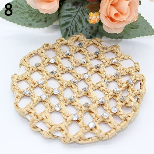 NUZYZ Women Bun Cover Hair Net Ballet Dance Skating Rhinestone
