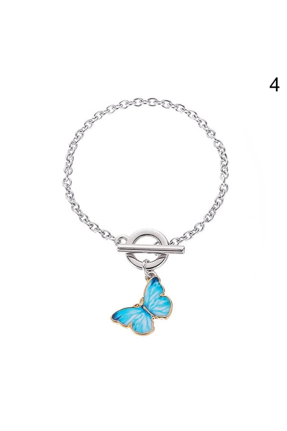 Women Fashion Gradient Butterfly Necklace Bracelet Clavicle Chain Jewelry 4