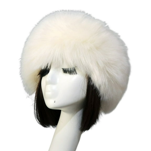 NUZYZ Women Faux Fur Headband Autumn Winter Plush Brimless No Top Soft Fluffy Hat Insulated Winter Accessory ,Beige