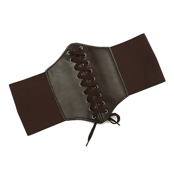 NUZYZ Women Faux Leather Wide Waist Waistband Belt Corset Elastic Waspie