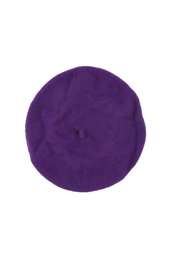 Women Girl Solid Color Warm Winter Beret French Artist Beanie Hat Ski Cap Purple