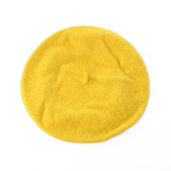 NUZYZ Women Girl Solid Color Warm Winter Beret French Artist Beanie Hat Ski Cap Yellow