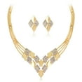 thumbnail image 1 of NUZYZ Women Gold Plated Rhombus Shape Necklace Earrings Rhinestones Jewelry Set, 1 of 8