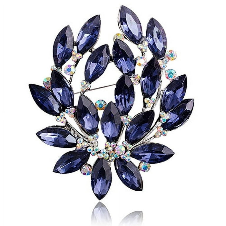 SHUANGR Luxury Crystal Flower Brooch Lapel Pin Rhinestone Jewelry