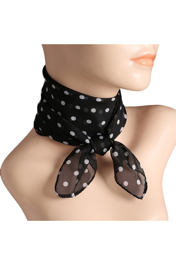 Women Scarf Dot Print Color Matching Thin Breathable Lightweight Neck Decoration Chiffon Lady Head Neck Square Scarf Clothes Accessory