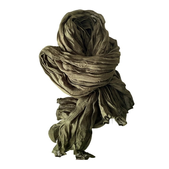 NUZYZ Women Scarf Solid Color Pleated Long Scarf Retro Autumn Winter Warm Long Scarf Soft Vintage Inspired Scarf,Dark Green