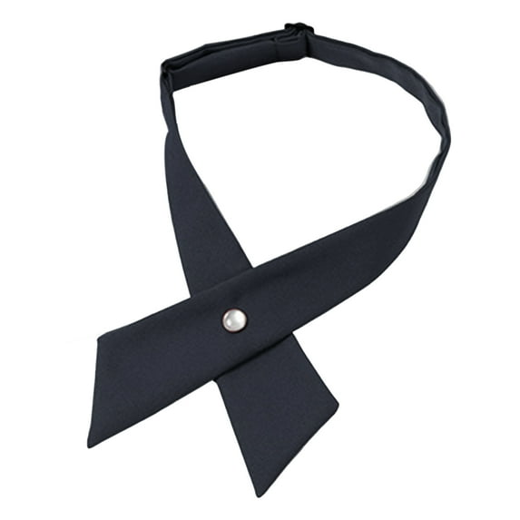NUZYZ Women Shirt Tie Solid Color Design Easy Buckle Fastening Criss-Cross Design Neck Tie Graduation Work Uniforms Student Tie,Dark Gray