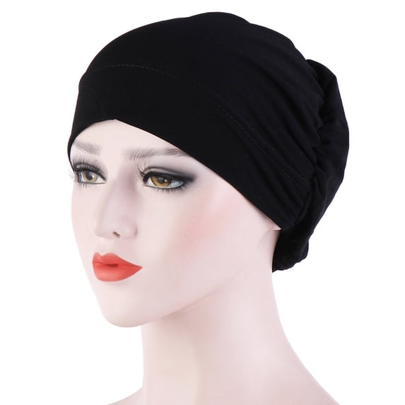 NUZYZ Women Small Solid Color Soft Knotted Night Sleep Beanie Bonnet Chemo Hat Cover