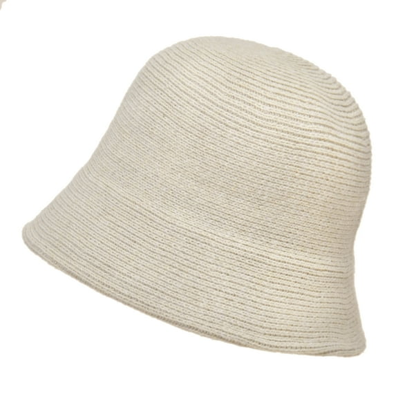 NUZYZ Women Solid Color Wool Bucket Hat Drawstring Fisherman Vintage Knitted Basin Cap