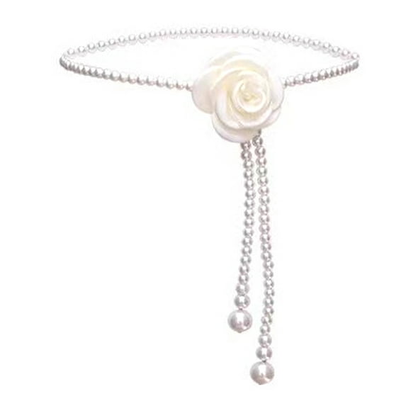 NUZYZ Women Waist Chain Decor Faux Pearl Single Layer Adjustable Size Waist Belt Various Outfit Accessories