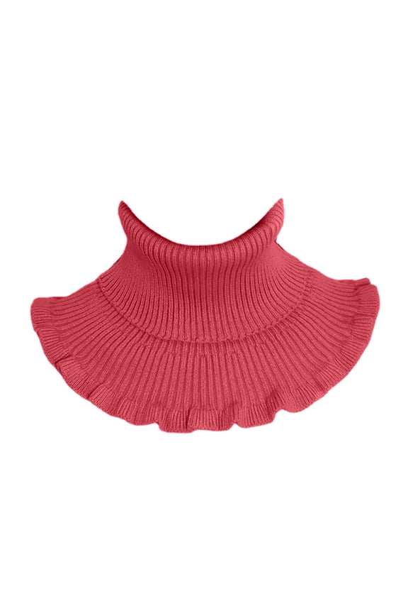Women Winter Turtleneck Collar Solid Color Breathable Knitted Scarf Neck Gaiter Red