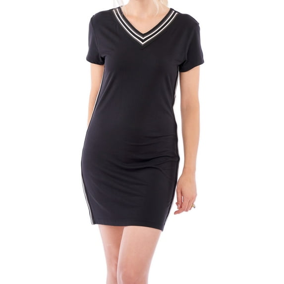NV Apparel Women's Striped Trim Lounge Dress With Spandex