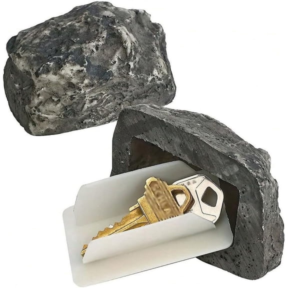 NVAAV Hide a Key Decoration, 2 Pieces, Fake Rock, Weather Resistant, Garden Decoration, Black, 2 Count