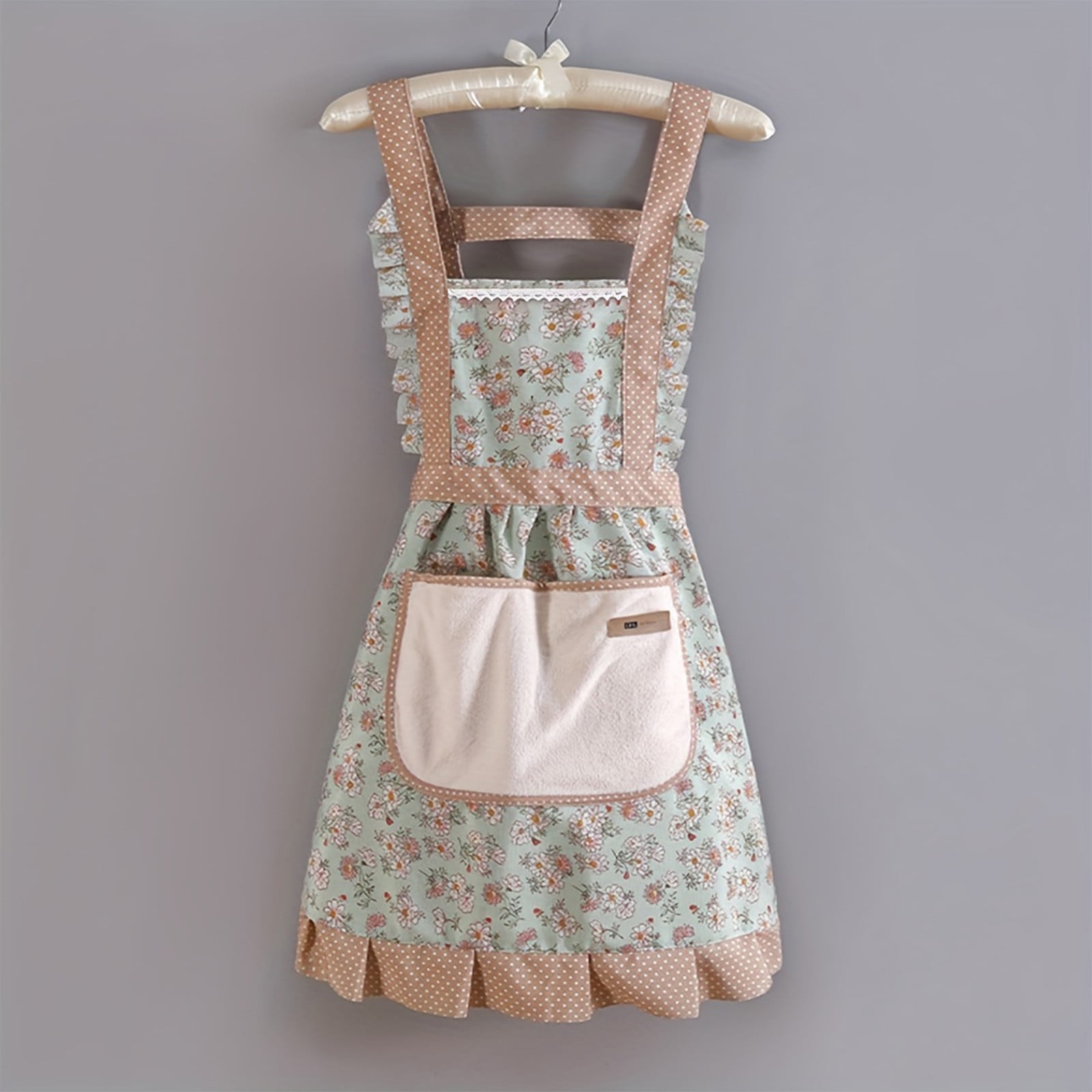 Aprons for Women with Pockets, Floral Kitchen Cooking Aprons,Waterproof Resistant Cotton Apron with Adjustable Strap and Front Pocket for Kitchen,Cooking,Painting,Baking Green - Walmart.com