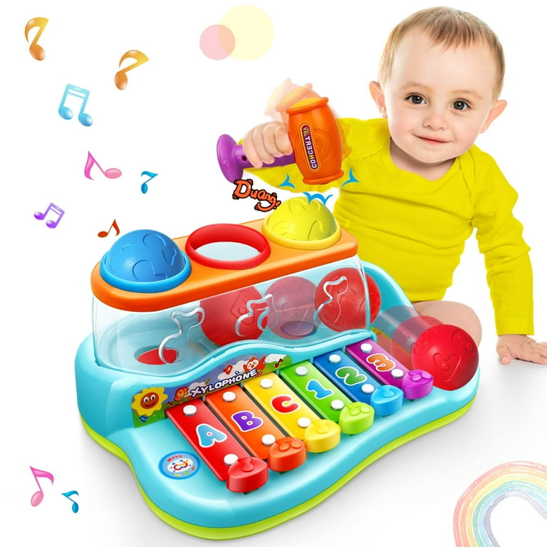 Nvhh Baby Toys 12-18 Months Hammer Pounding Xylophone Kids Gifts for 1 2 3+ Year Old Boys Girls, Early Educational with Music Balls, Christmas