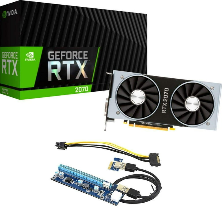NVIDIA GeForce RTX 2070 Founders Edition 8GB GDDR6 PCI Express 3.1 Graphics Card with PCIe Riser NVIDIA GeForce RTX 2070 Founders Edition 8GB GDDR6 PCI Express 3.1 Graphics Card with PCIe Riser