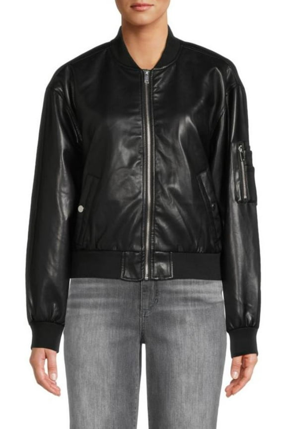 BLACK Women's Bomber Jacket, US Large
