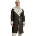 thumbnail image 1 of NVLT ESPRESSO Women's Shearling Double Breasted Long Coat, US Large, 1 of 4