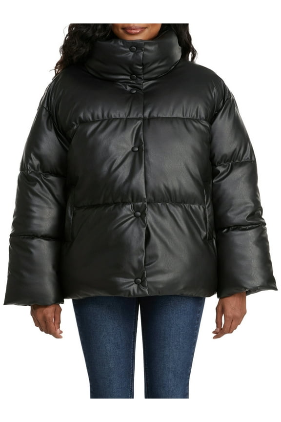 Women’s Vegan Leather Puffer Coat