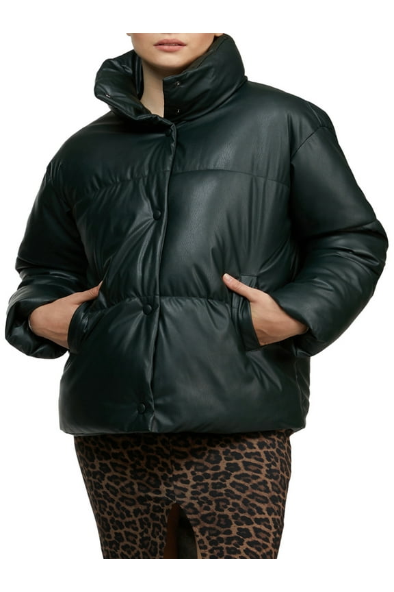 Women’s Vegan Leather Puffer Coat