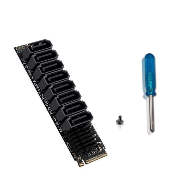 NVME PCIE to 8 Port SATA3.0 6Gbps Adapter Card with Aluminum Heatsink for Desktop