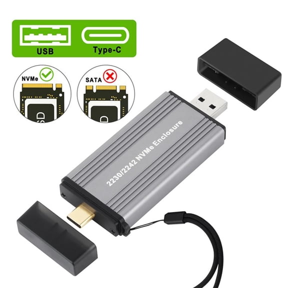 NVME SSD Case M2 Adapter NVME External Enclosure PCIE NVME M/M+B Key to USB 3.1 10Gbps Supports 2230 2242 M.2 SSD Box