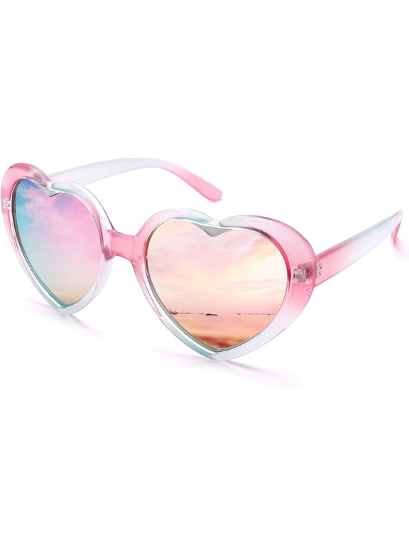 Polarized Heart Sunglasses for Women,Fashion Oversized Love Eyewear UV Protection