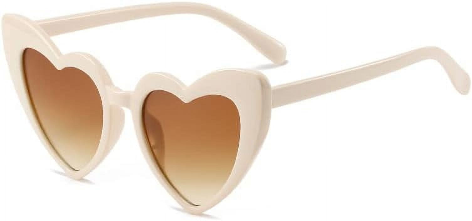 NVMIDTC Trendy Heart Sunglasses for Womens, Vintage Cat Eye Love Eyeglasses UV Protection
