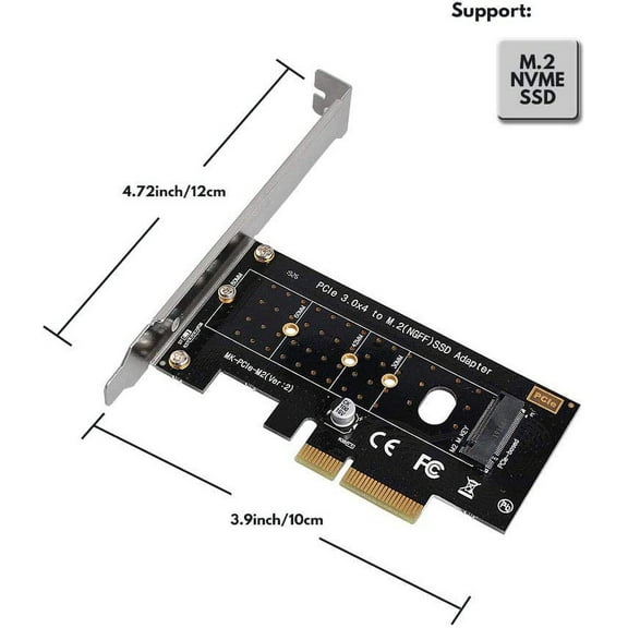 NVMe PCIe Adapter, M Key M.2 NVME SSD to PCI-e 3.0 x4 Host Controller Expansion Card with Low Profile Bracket, PCIe NVME Adapter for PC Desktop Support 2230 2242 2260 2280