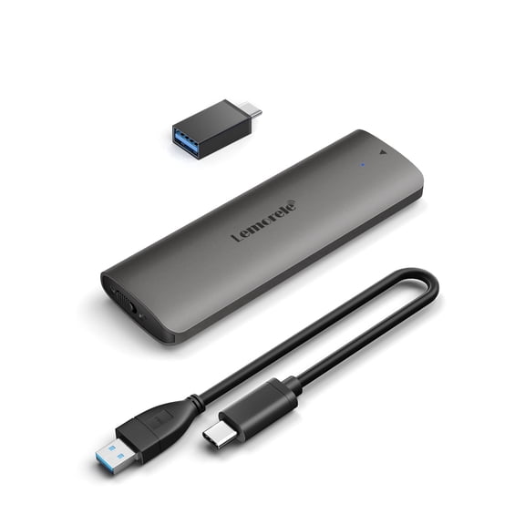 Lemorele M.2 NVME SSD Enclosure, USB 3.2 Gen2 10Gbps M.2 NVMe Type-C SSD Enclosure Adapter,Tool-Free USB C to NVME Adapter, Compatible with M Key