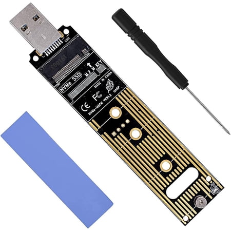 NVMe to USB Adapter, M.2 SSD to USB 3.1 Type A Card, M.2 PCIe Based M Key Hard Drive Converter Reader as Portable SSD 10 Gbps USB 3.1 Gen 2 Bridge Chip Support Windows XP 7 8 10, MAC OS