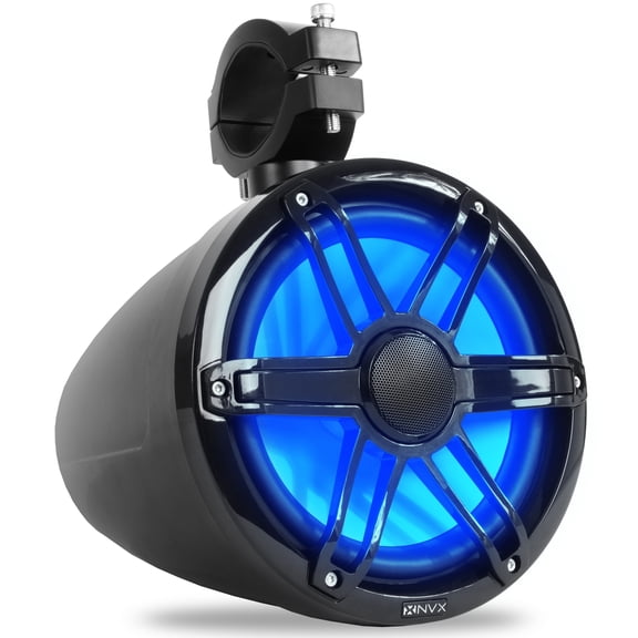 NVX MVTSP8B 8" 2-Way Marine Tower Speaker 125W RMS w/ LED Lighting and Swiveling Clamps (1 Piece)