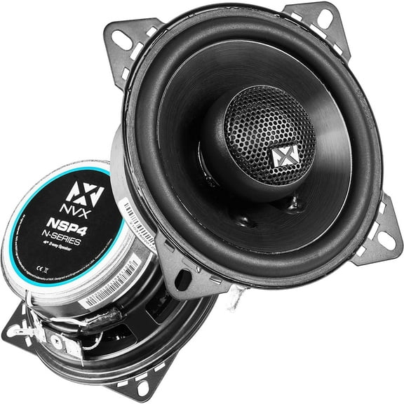 NVX NSP4 4" Coaxial Car Speakers 2-Way 300W Peak N-Series with 20mm Silk Dome Tweeters