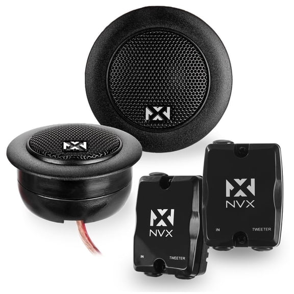 NVX VSPTW 1" Silk Dome Car Tweeters with External Crossovers 450W Peak (225 Watts Each) V-Series