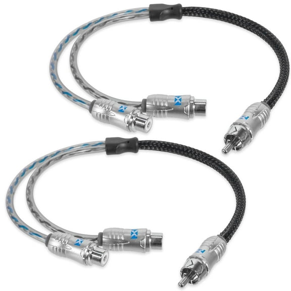 NVX XIX2F 1 Male to 2 Female Y-Adapter Double Twisted Pair Car Audio RCA Audio Cable OFC