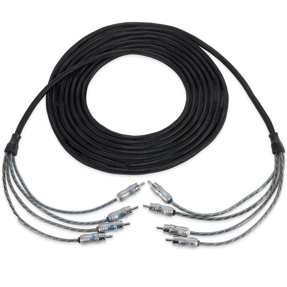 NVX XIX45 Car Audio RCA Audio Interconnect Cable 16 ft OFC 4-Channel Double Twisted RCA Cable