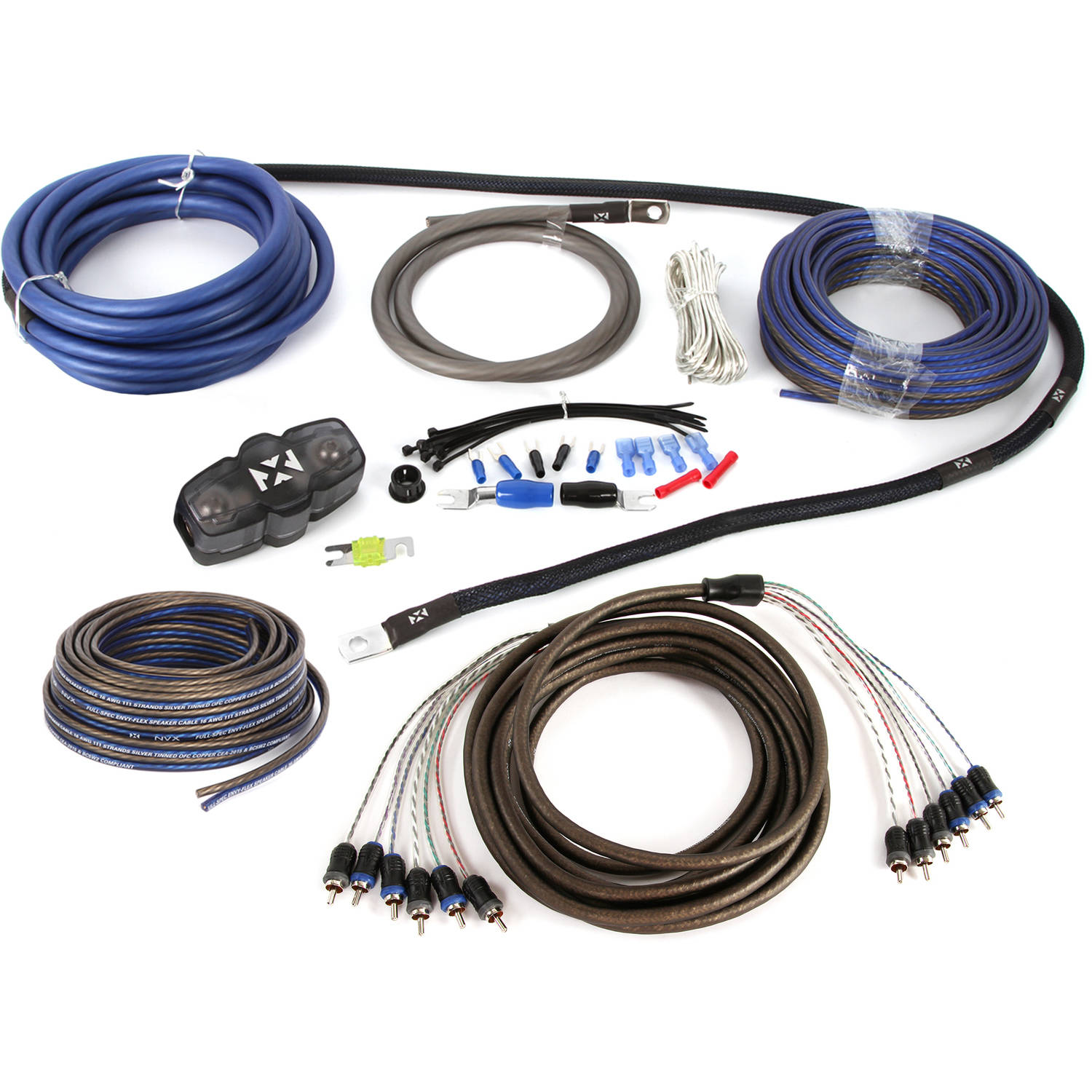 NVX XKIT46 Full Spec 4 Gauge 100 (OFC) Oxygen Free Copper Complete 5/6