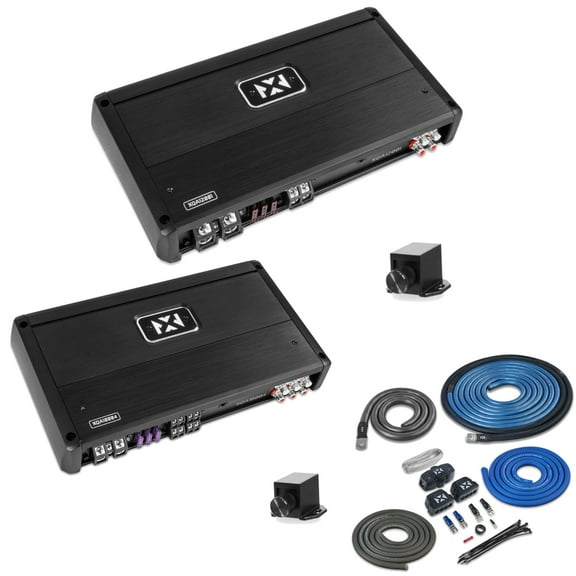 NVX XQA10004 Class D 4-Channel Amplifier & NVX XQA12001 Class D Monoblock Amplifier with Amp Kit