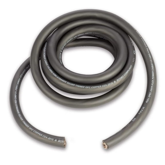 NVX XW0GR10 10 ft. Roll of Metallic Gray EnvyFlex True Spec 1/0-Gauge Power/Ground Wire Cable