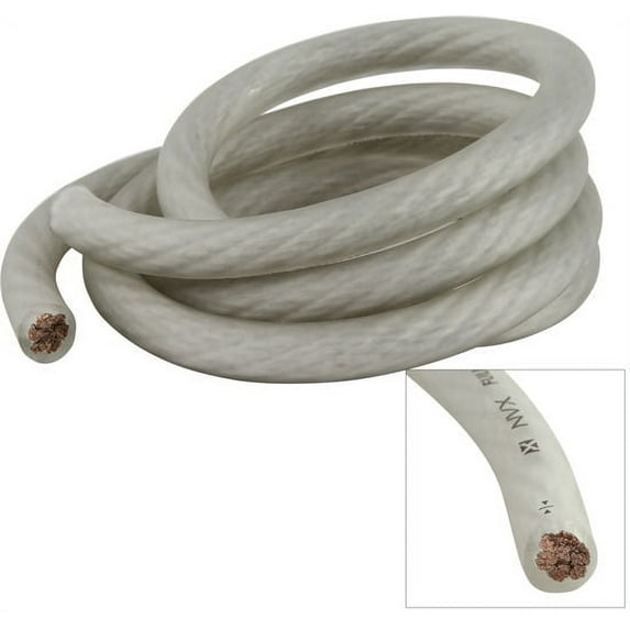 NVX XW0WH5 5 ft. of Frosted White EnvyFlex True Spec 1/0-Gauge Power/Ground Wire Cable