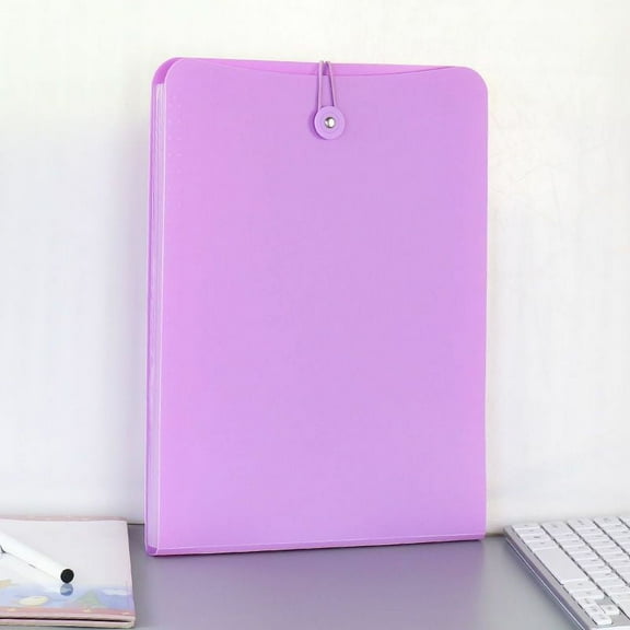 Nvzi Vertical Expanding Accordion Folder with 7 Pockets Paperwork Organizer Document Wallet Briefcase Business File Organizer Bag A4 Letter Size Elastic Button Closure Purple
