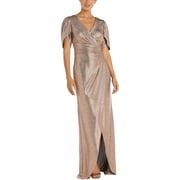 NW Nightway Womens Metallic Maxi Wrap Dress