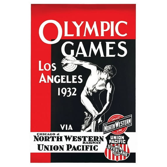 NW Railway Union Pacific Olympics 1932 - Vintage Travel Poster (11x17Inches(BlackWood-Framed))