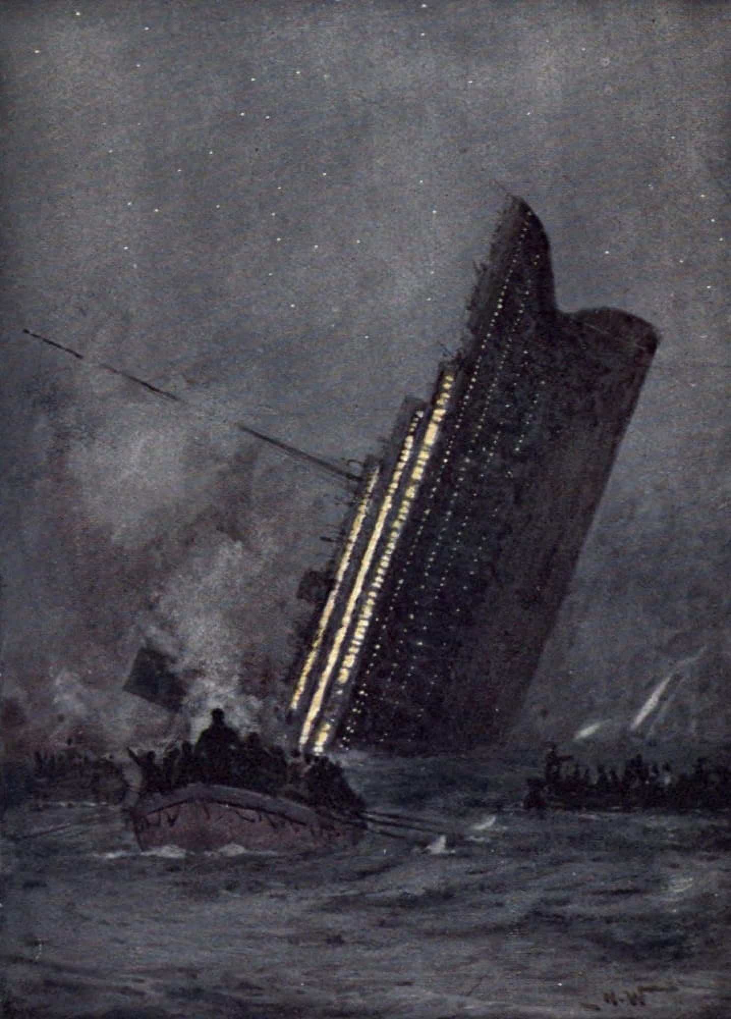 NW Titanic 1912 Sinking of Titanic Canvas Art - (24 x 36)
