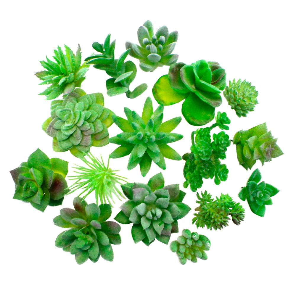 NW Wholesaler, Assorted Artificial Green Succulent Plants Pack of 16